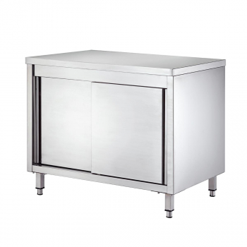 Arbeitsschrank Easyline 600 mit 2 Schiebetüren - B 1500 - Gastro Edelstahlmöbel