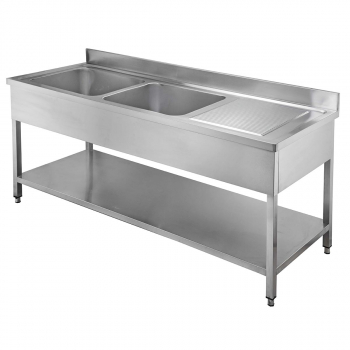 Spültisch 700 2 Becken links und Abtropffläche B 2000 - Easyline