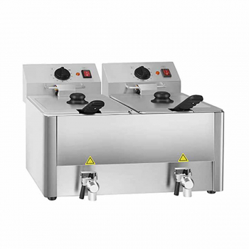Elektro Fritteuse 2 Becken mit Ablasshahn 10+10 Liter - Easyline