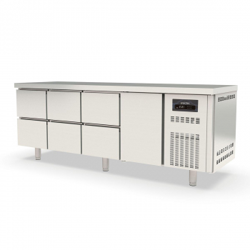 Kühltisch 700 4-fach GN1/1 mit 6 Schubladen und 1 Tür - Gastrohot
