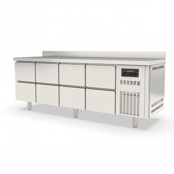 Kühltisch 700 4-fach GN1/1 mit 8 Schubladen und Aufkantung - Gastrohot