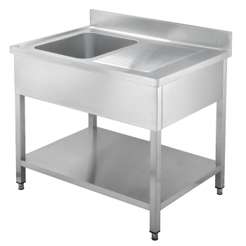Spültisch 600 1 Becken links Abtropffläche B 1000 - Edelstahl Spültisch für die Gastronomie - Gastrohot