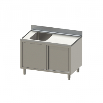 Topline Spülschrank 700 1 Becken links mit Schiebetüren B 1200 - Edelstahl Spültisch für die Gastronomie