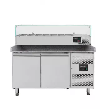 EASYLINE Pizzakühltisch 800 / 2-türig "grau" inkl. Kühlaufsatz GN1/4