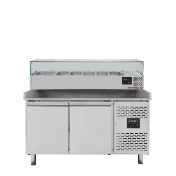 Pizzakühltisch Easyline 800 2-türig grau inkl. Kühlaufsatz GN1/3 - Gastrohot