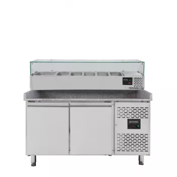 EASYLINE Pizzakühltisch 800 / 2-türig "grau" inkl. Kühlaufsatz GN1/3