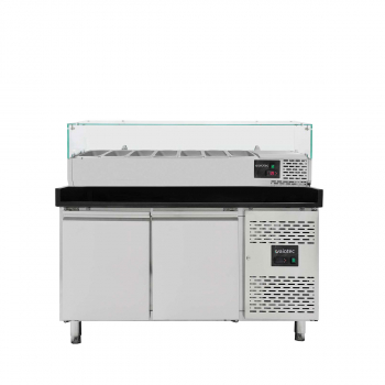 Pizzakühltisch Easyline 800 2-türig schwarz inkl. Kühlaufsatz GN1/4 - Gastrohot