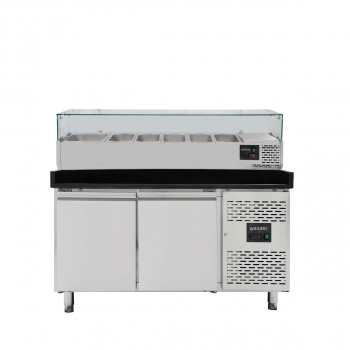 Easyline Pizzakühltisch 800 2-türig schwarz inkl. Kühlaufsatz GN1/3 - Gastrohot