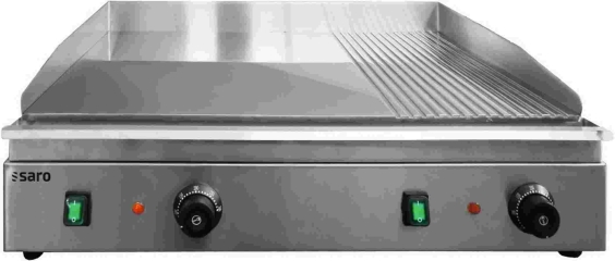 Griddleplatte 3.5 kW | Bratplatte 2/3 glatt 1/3 gerillt | 2 Bratzonen