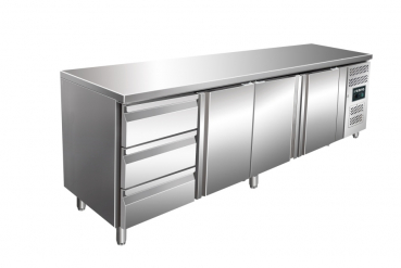 Kühltisch 3 Türen 3 Schubladen | B 2230 x L 700 x H 890-950
