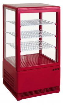 Mini-Umluftkühlvitrine 68 L rot | B 428 x L 386 x H 810 mm
