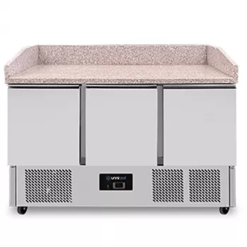 Pizza-Kühltisch Compact Line 350L 3 Türen Edelstahl +2°C bis +8°C