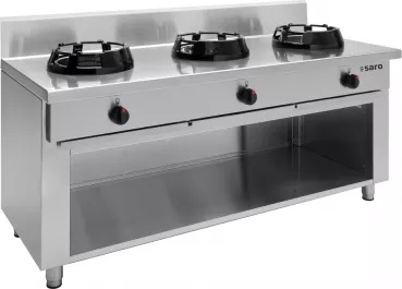 Wok-Gasherd mit offenem Unterbau | 3 Gasbrenner 3 x 21 kW