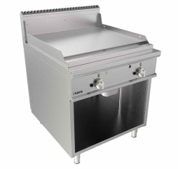 Gasgrillplaat 800 mm breed Vrijstaand apparaat geribbeld
