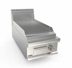 Elektrische bakplaat 400 mm breed, geribbeld tafelmodel