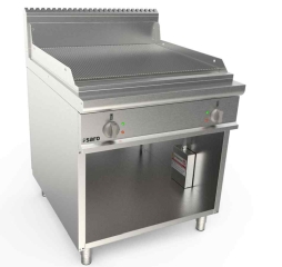 Elektrische bakplaat 800 mm breed, staand geribbeld