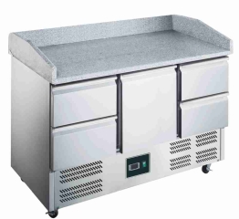 Pizzatisch 1 Tür 4 Schubladen | B 1400 x T 700 x H 866/1016
