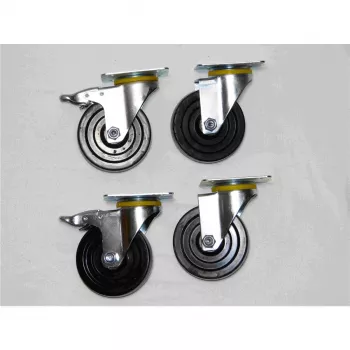 4er Radsatz Ø100 mm – Höhe 150 mm mit Bremse & ohne Bremse