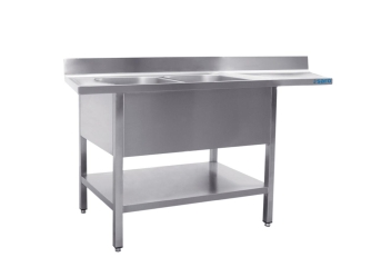 Spülcenter 2 Becken links B 1600 x T 600 mm - Edelstahl Spültisch für die Gastronomie
