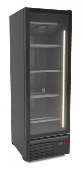 Tiefkühlschrank 500 l – 1 Glastür – Umluft – LED – Combisteel – Schwarz