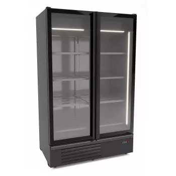 Tiefkühlschrank 1230 l – 2 Glastüren – Umluft – LED – Schwarz