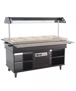 Buffet GN 4/1 gekühlt – Mahagoni, 0,35 kW, LED, Edelstahl, statisch