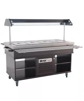 Buffet GN 4/1 gekühlt – Mahagoni, 0,35 kW, LED, Edelstahl, statisch