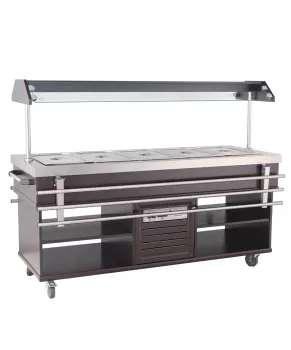 Buffet GN 5/1 gekühlt – Mahagoni, statisch, LED, 0,4 kW, 5× GN 1/1