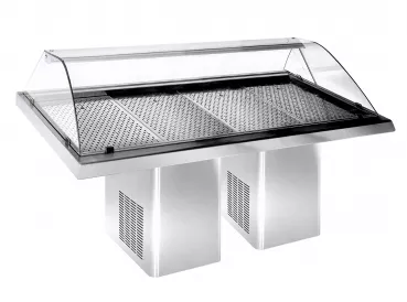 Gekühlte Fischvitrine 2.3 – Edelstahl, 0,25 kW, LED, fahrbar