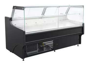 Kühlvitrine 370 l – Umluft – LED – Klappglas & Snack-Etage