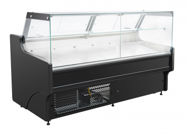 Kühlvitrine 460 l – Umluft – LED – Klappglas & Snack-Etage