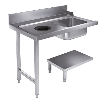 Zulauftisch 1200 Links mit Abfallloch