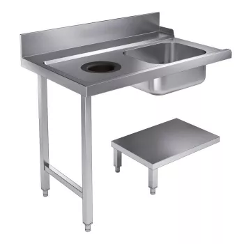 Zulauftisch 1200 Links mit Abfallloch