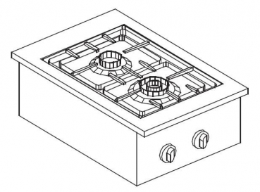 Gasherd 2-flammig, 2×3,5 kW, 7 kW gesamt, Tischgerät