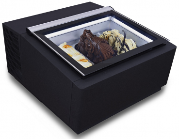 Tischmodell Speiseisvitrine Schwarzöffnet