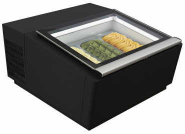 Tischmodell Speiseisvitrine Schwarzöffnet