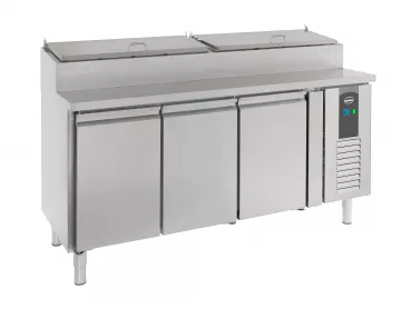 Saladette 3 Türen 8x1/3GN Behälter - Kühlvitrine für Gastronomiebedarf