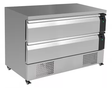 Kühl-/Tiefkühltisch 2 Schubladen – 6× 1/1 GN, 265 L, Edelstahl