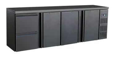 Barkühler Schwarz 3 Türen und 2 Schubladen