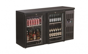 Unterbau Kühlschrank Schwarz 2 Glastüren