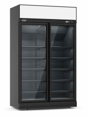 Tiefkühlschrank 2 Glastüren Schwarz