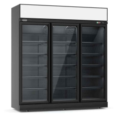 Tiefkühlschrank 3 Glastüren Schwarz