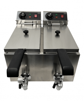 Doppelfritteuse 2×4 L – Profi-Tischfritteuse mit zwei Kammern