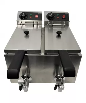 Doppelfritteuse 2×4 L – Profi-Tischfritteuse mit zwei Kammern