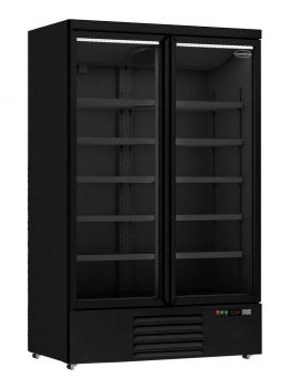 Kühlschrank mit 2 Glastüren in Schwarz - JDE-1000R-BL - für die Gastronomie geeignet