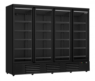Kühlschrank mit 4 Glastüren in Schwarz - JDE-2025R-BL - Transport auf Anfrage