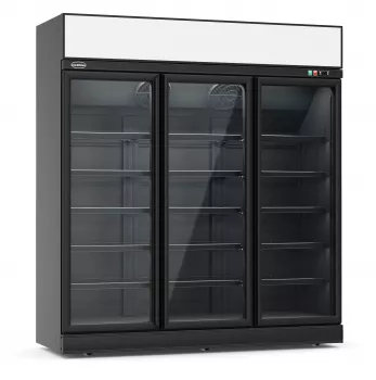 Kühlschrank 3 Glastüren Schwarz INS-1530R-BL - Großer Kühlschrank für die Gastronomie
