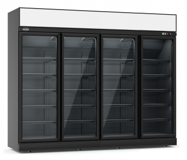 Kühlschrank 4 Glastüren Schwarz INS-2060R-BL - Gastrokühlschrank mit 4 Türen in Schwarz, 2060 Liter Kapazität