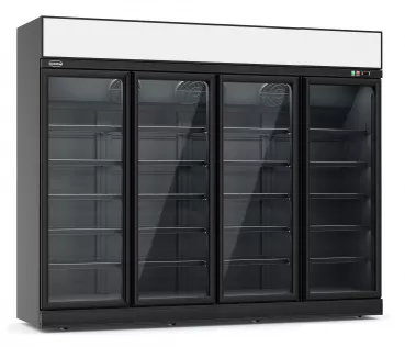 Kühlschrank 4 Glastüren Schwarz INS-2060R-BL - Gastrokühlschrank mit 4 Türen in Schwarz, 2060 Liter Kapazität