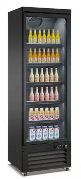 Glastürkühlschrank 450 l – schwarz, LED, Umluft